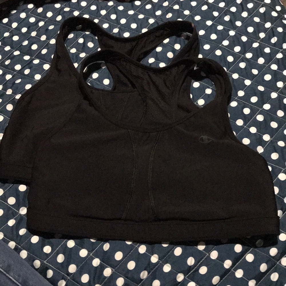 (2) Champion BLACK sports bras, size large